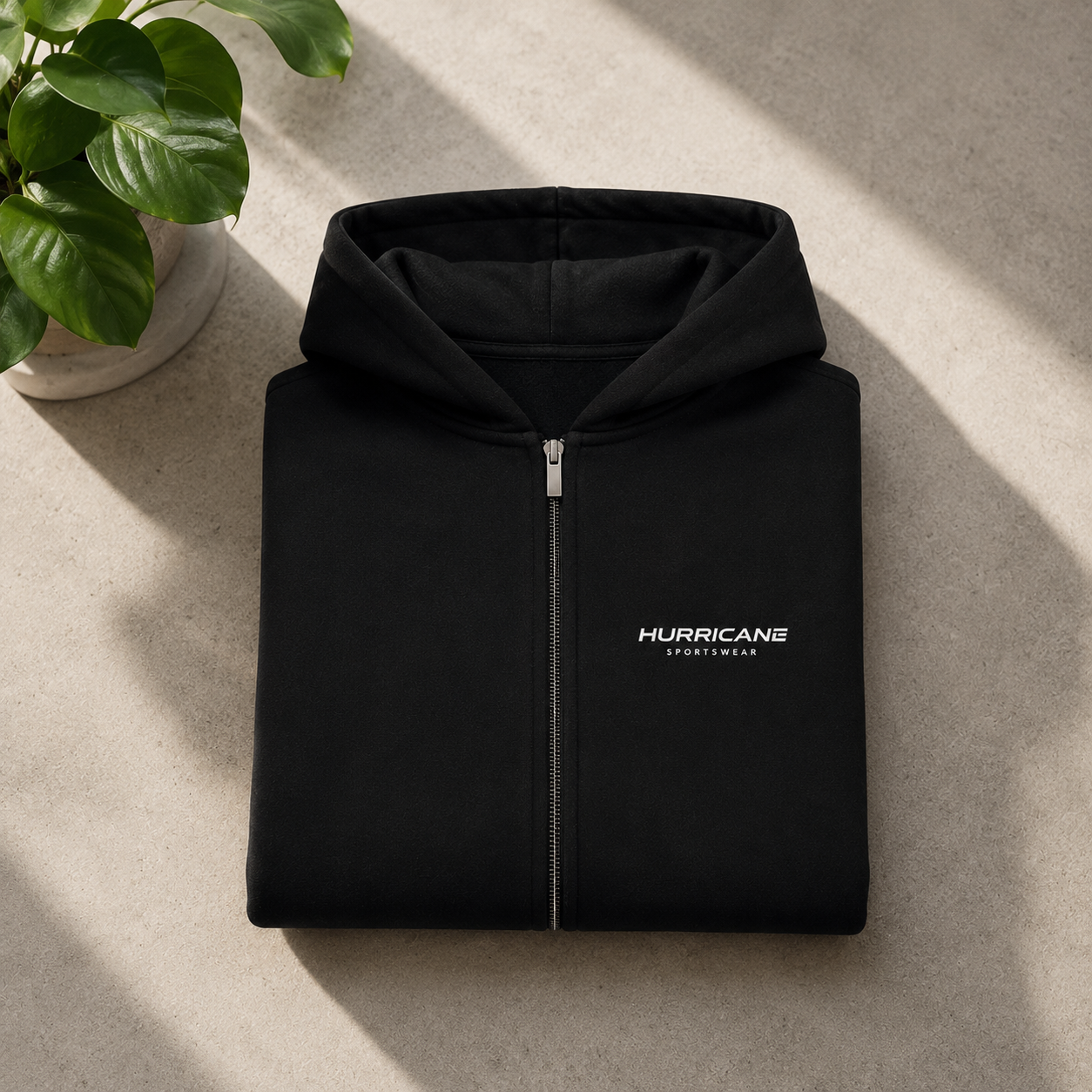 HURRICANE Oversized Zipper Hoodie BLACK