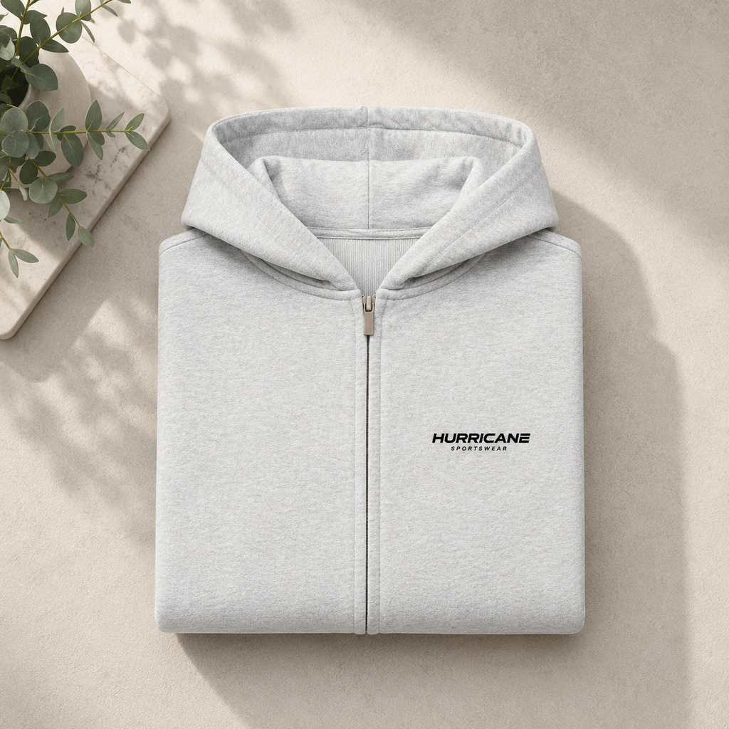 HURRICANE Oversized Zipper Hoodie LIGHT GREY
