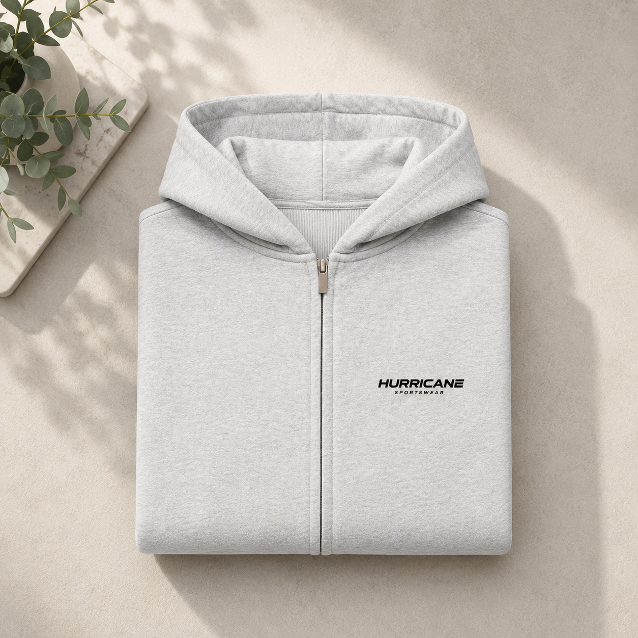 HURRICANE Oversized Zipper Hoodie LIGHT GREY